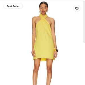 Show Me Your MUMU Jasmine Halter Dress in Bright Yellow size S